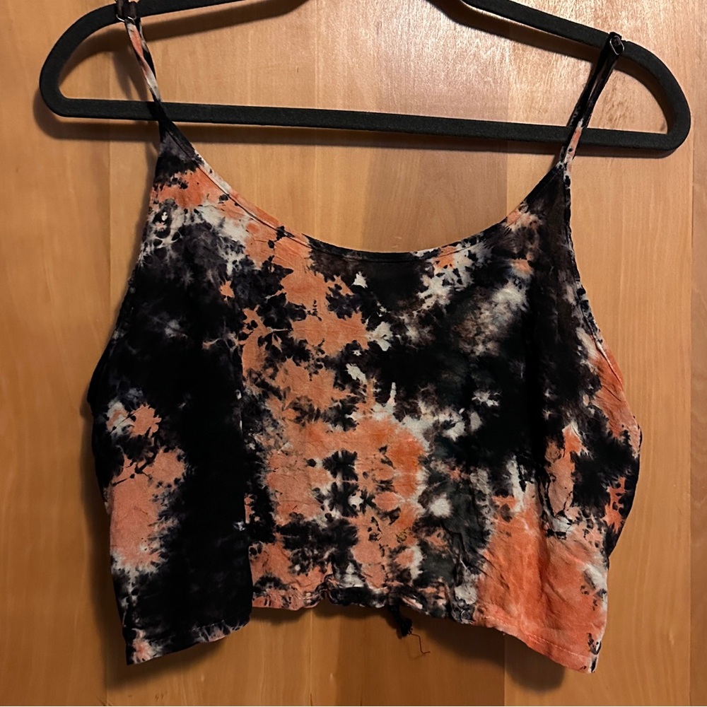 Earthbound Lace Up Back Tie Dye Crop Top, XL